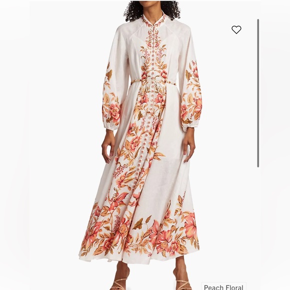 Zimmermann Belted Floral Linen Maxi Dress